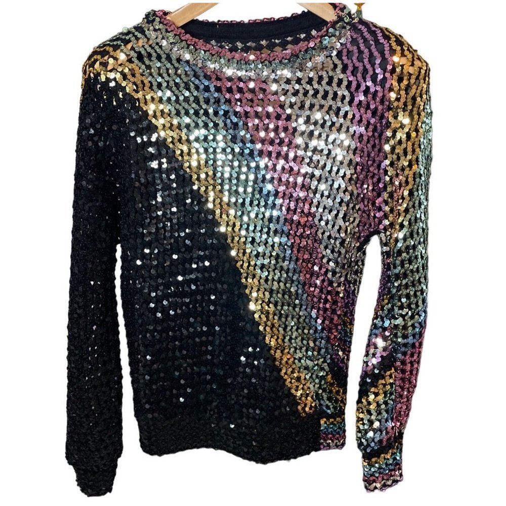 Elegant Multicolor Sequin Women's Sweatshirt
